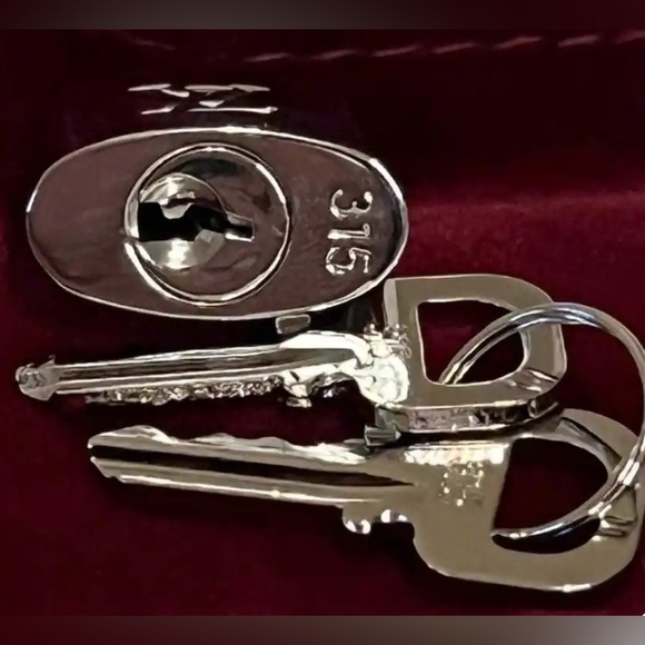 Louis Vuitton Silver Lock and Key ~ RARE! 🔓🔑 Necklace Charm or Adorn Handbag - Picture 13 of 16